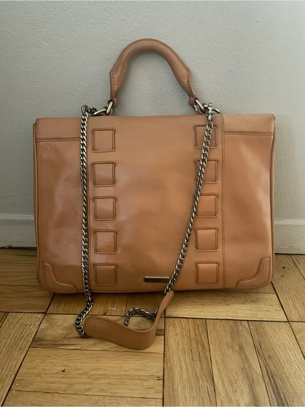 Rebecca Minkoff Classic Tan Leather Briefcase - Top Handle Work Bag